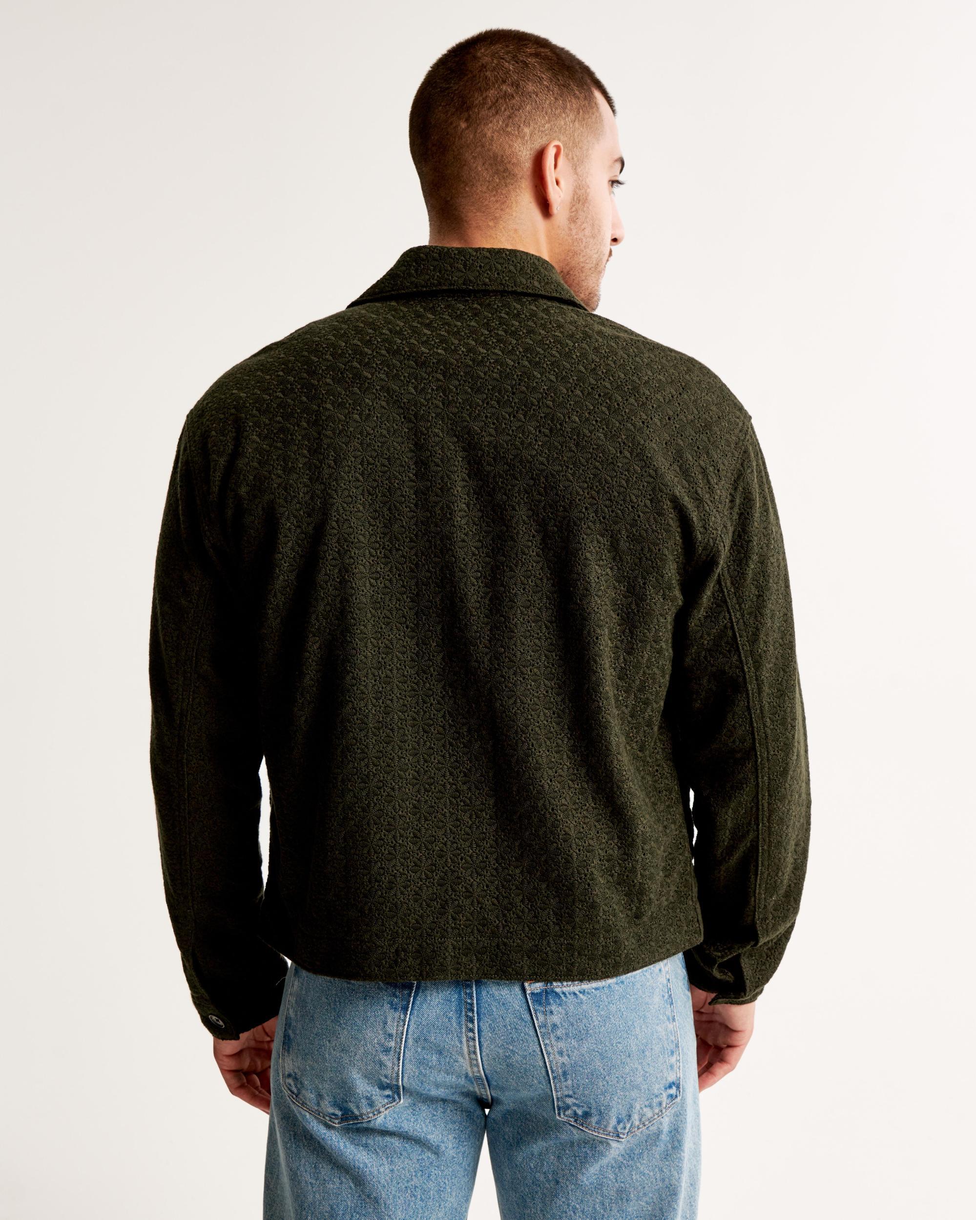 Cropped Lace Zip Trucker Jacket Product Image