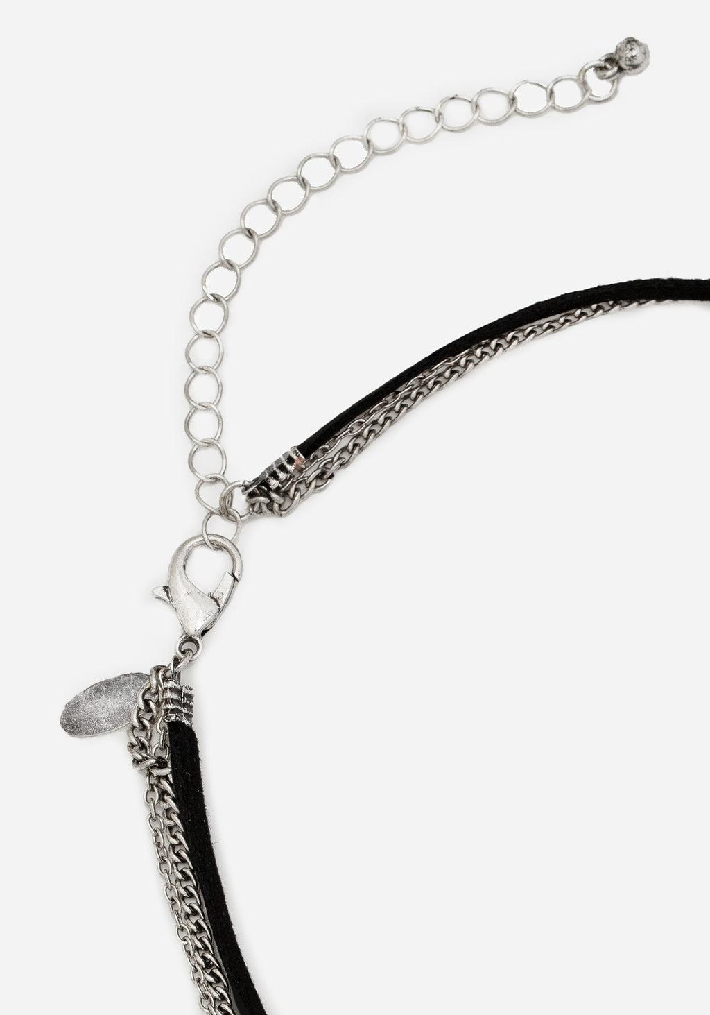 Shark Tooth Black Pearl Layered Necklace Product Image