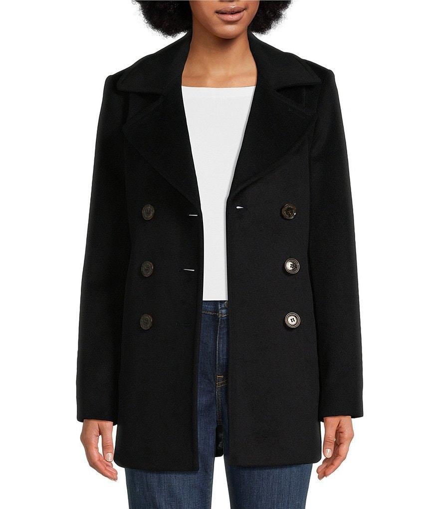Lauren Ralph Lauren Wool Double Breasted Notch Collar Button Front Peacoat Product Image