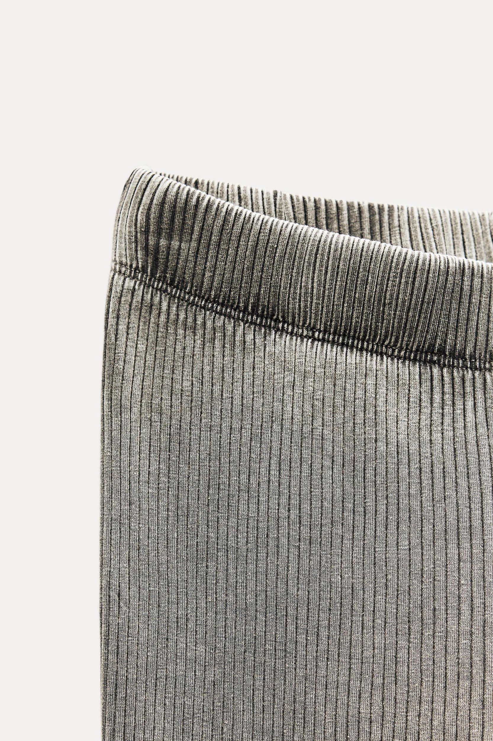 WASHED EFFECT RIBBED FLARE PANTS Product Image
