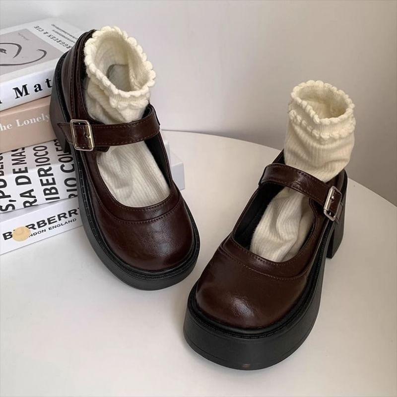 Platform Chunky Heel Mary Jane Pumps Product Image
