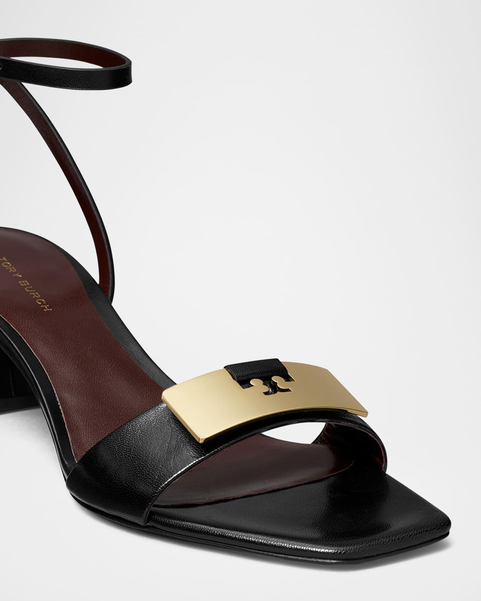 Gigi Leather Bar Ankle-Strap Sandals Product Image