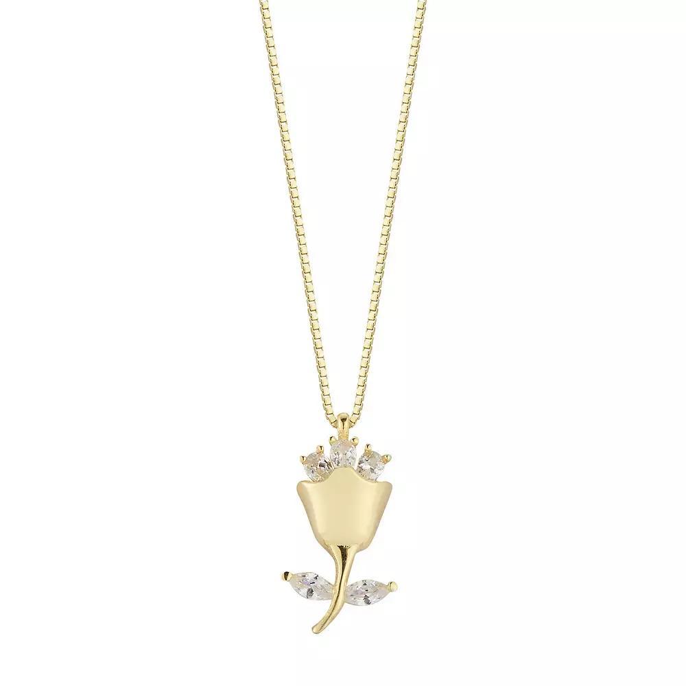 Sunkissed Sterling Cubic Zirconia Rose Pendant Necklace, Women's, Gold Tone Product Image