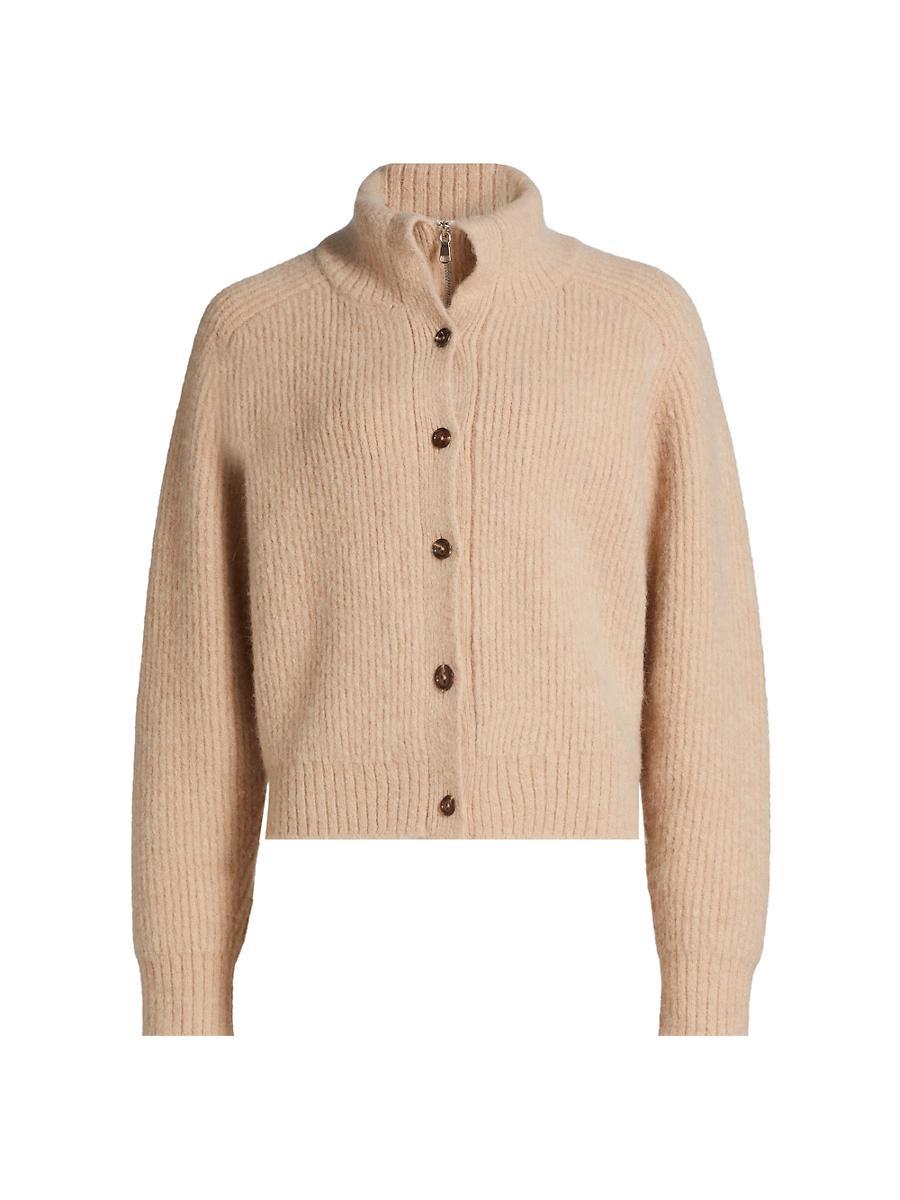Womens Rib-Knit Alpaca-Blend Long-Sleeve Cardigan Product Image