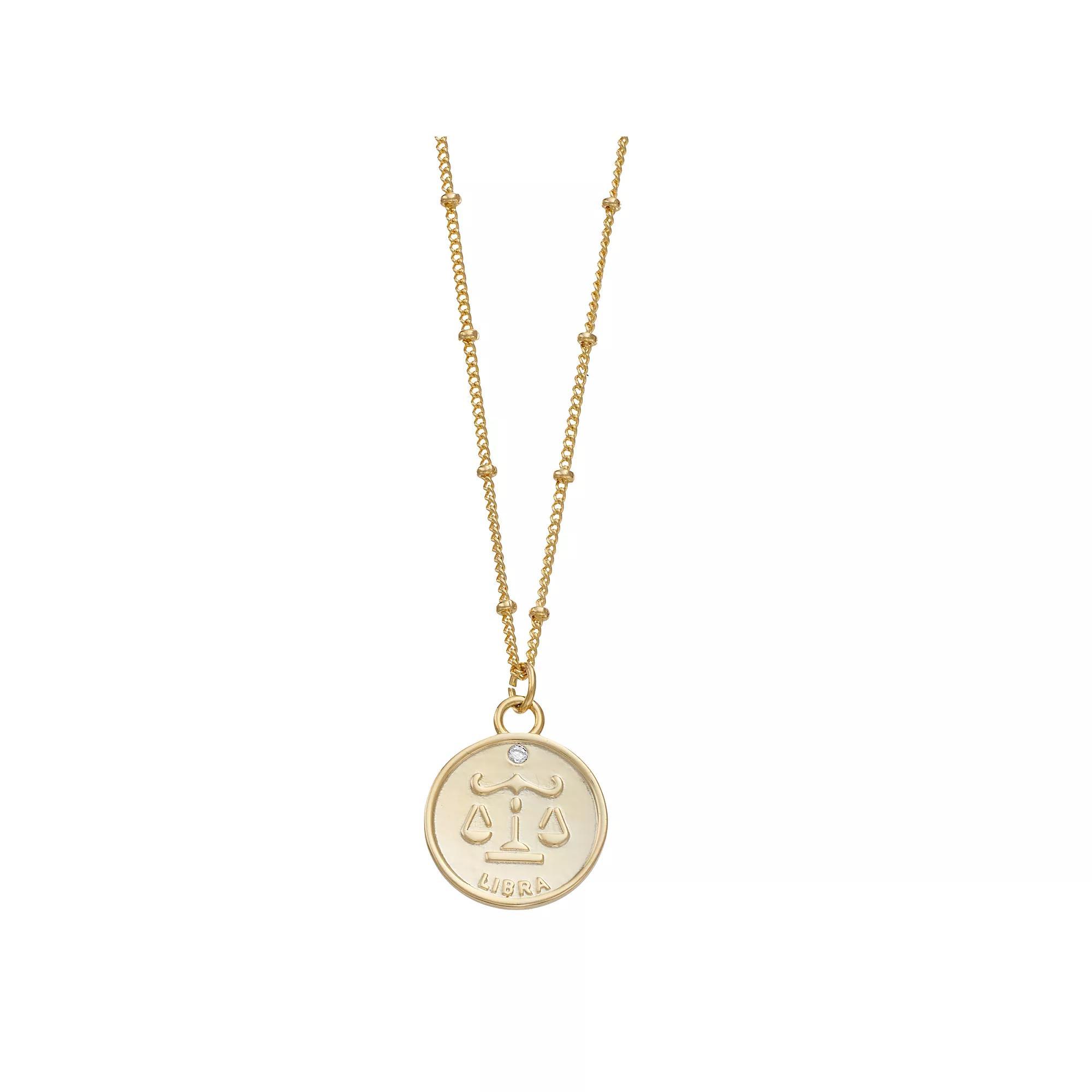 City Luxe Cubic Zirconia & Beaded Chain Zodiac Pendant Necklace, Women's, Gold Tone Gemini Product Image