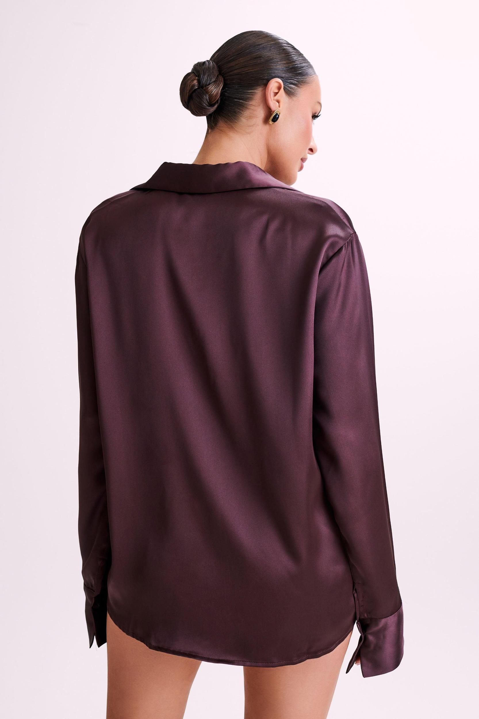 Nori Satin Shirt - Plum Product Image