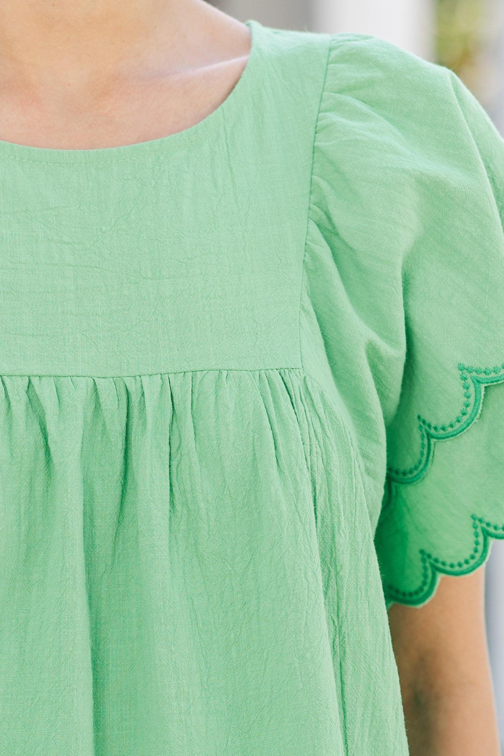 The Classics Apple Green Scalloped Blouse Female Product Image