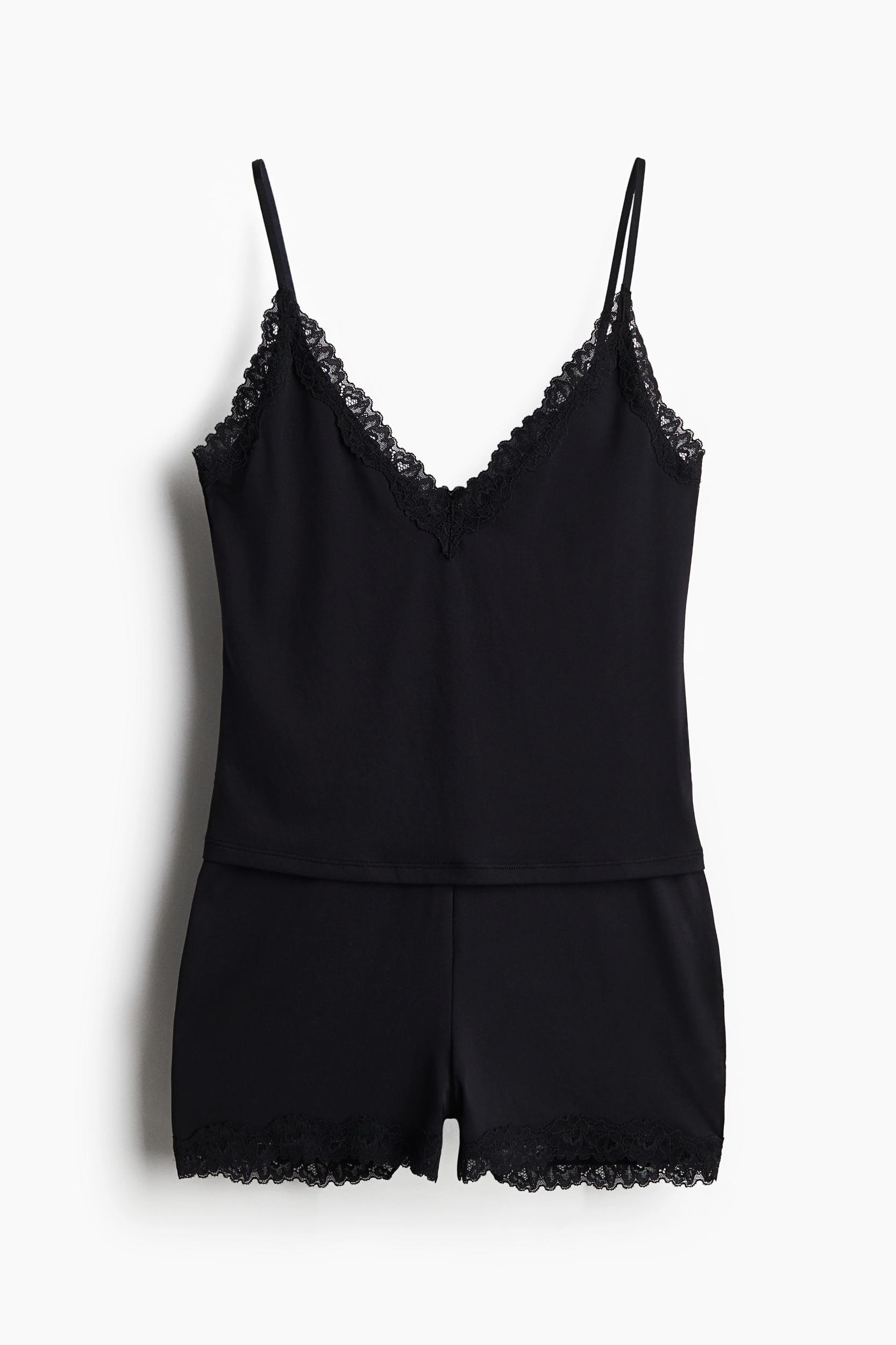 Lace-Trimmed Microfiber Pajamas Product Image