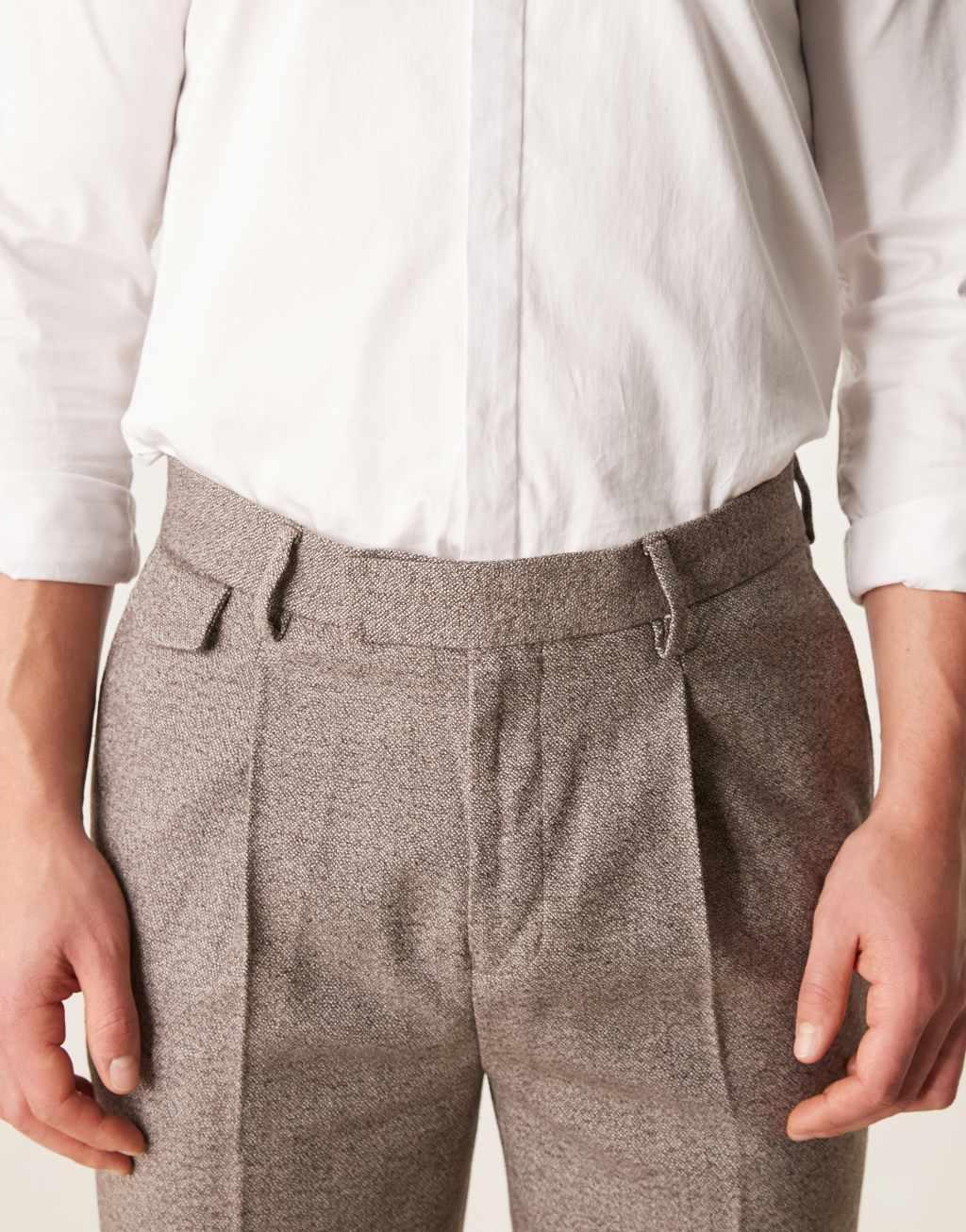ASOS DESIGN smart tapered fit wool mix pants with coin pocket in dark gray Product Image