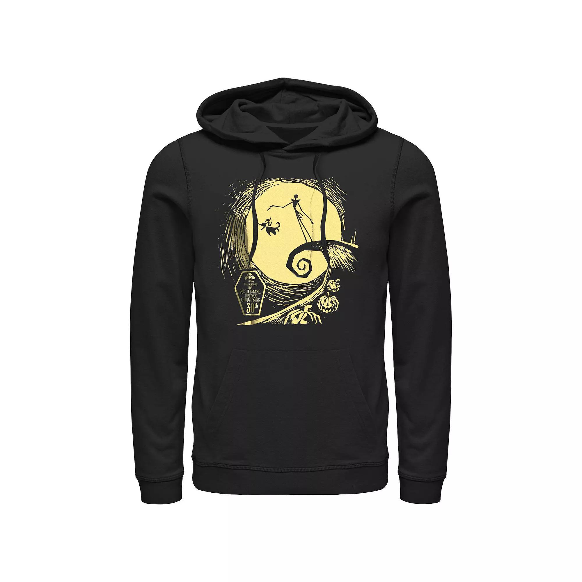 Disney's The Nightmare Before Christmas Spiral Hill 30th Men's Graphic Hoodie, Size: XL, Black Product Image