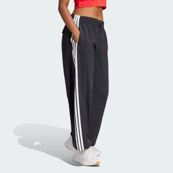 adidas Essentials 3-Stripes Lifestyle Woven Parachute Pants Black XL Womens Product Image