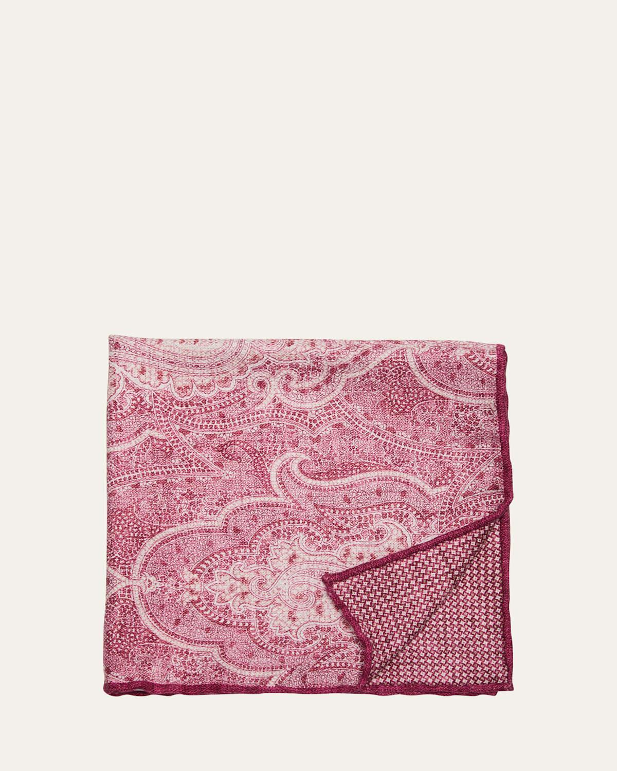 Men's Large Paisley-Print Silk Pocket Square Product Image