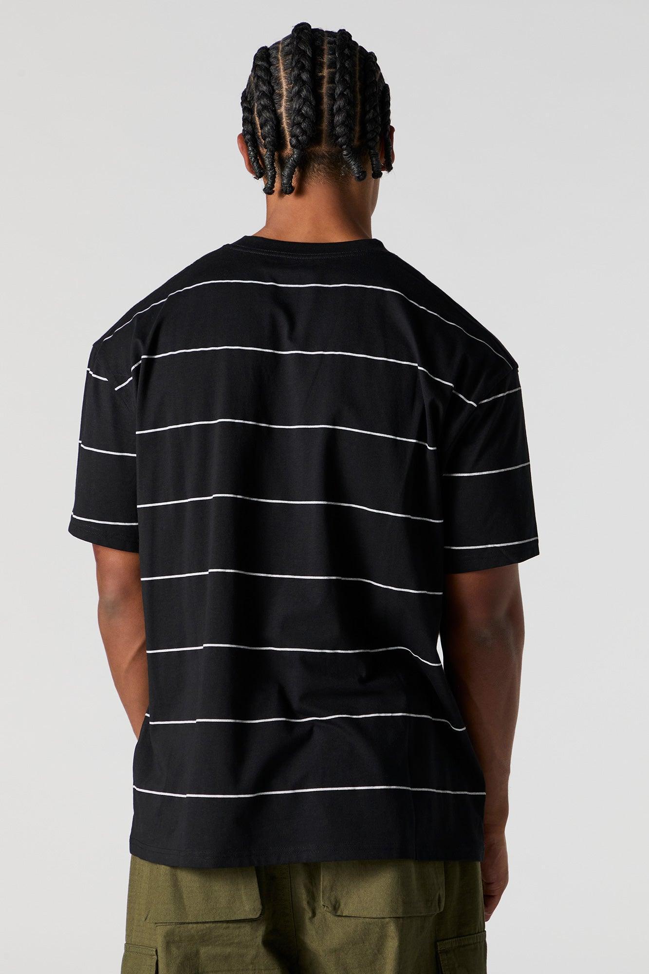 City Embroidered Striped T-Shirt Male Product Image