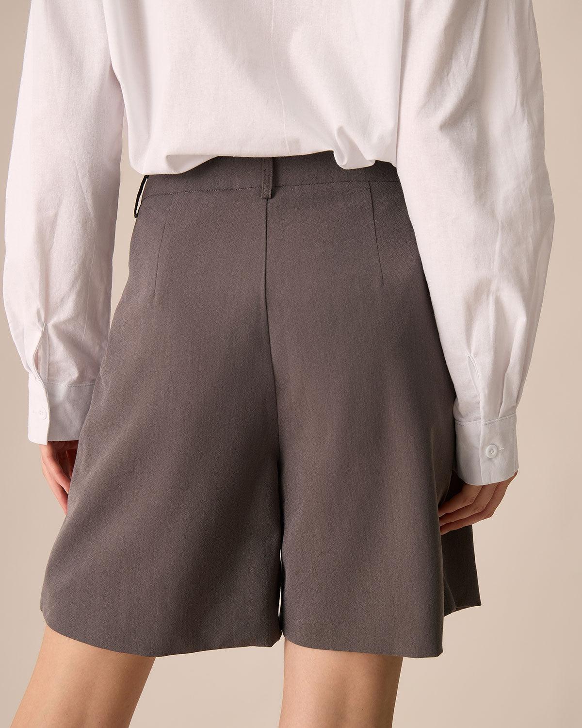 Women's Coffee Pocket Wide-leg Shorts Female Product Image