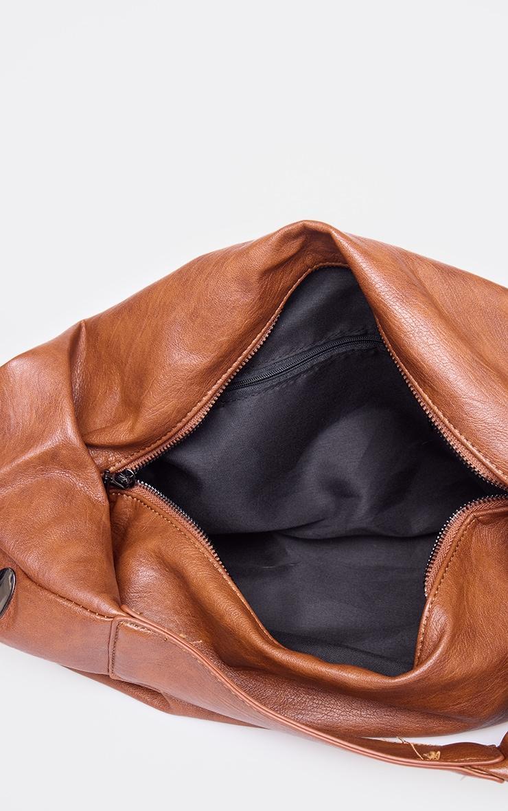 Tan Distressed Pu Super Slouchy Tote Bag Product Image