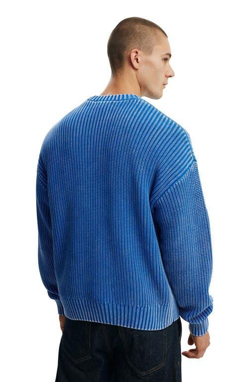 Cotton On Men's Washed Box Fit Crew Knit in Washed Blue at Nordstrom, Size X-Small Product Image