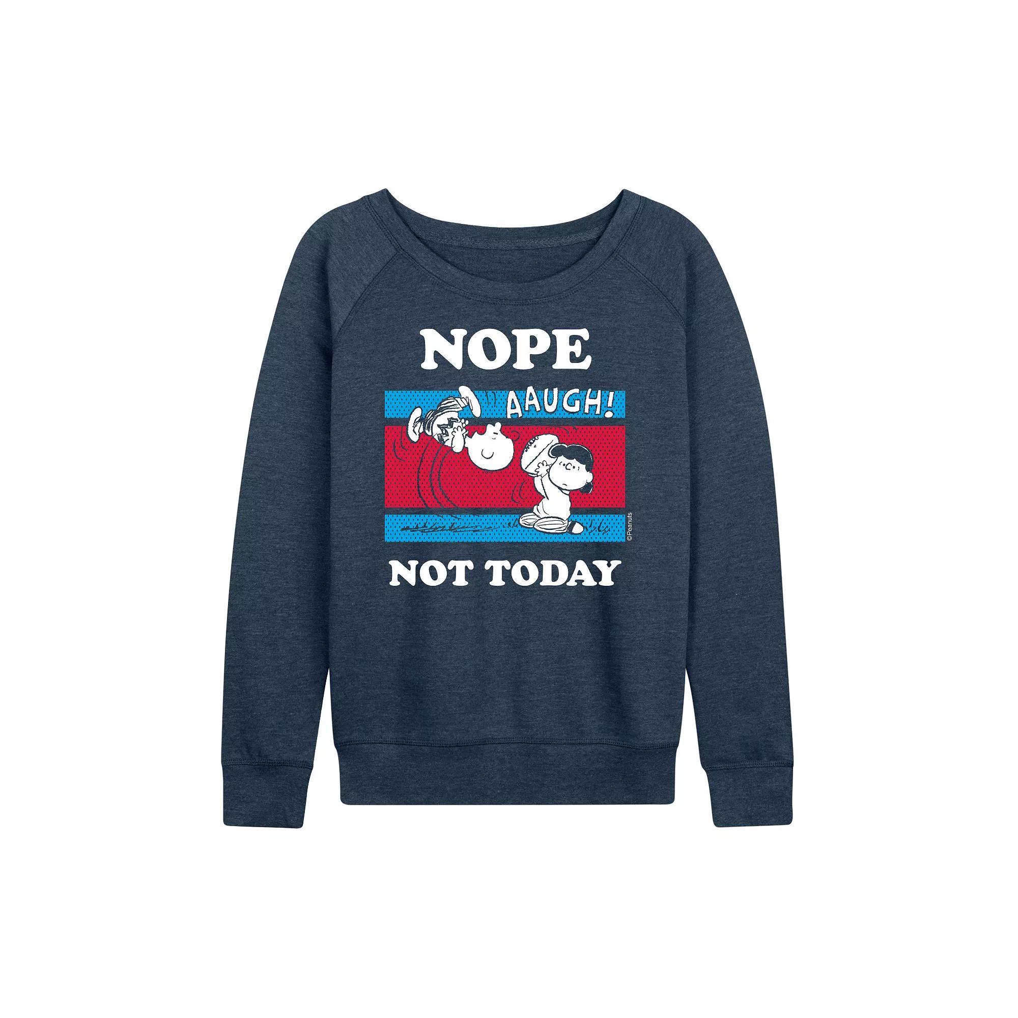 Women's Peanuts Nope Not Today French Terry Long Sleeve Tee, Girl's, Size: XXL, Grey Indigo Product Image