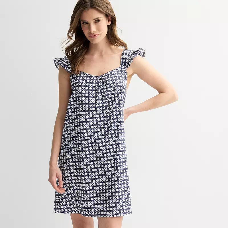 Women's Draper James Woven Chemise Nightgown, Size: XXL, Blue Wicker Product Image
