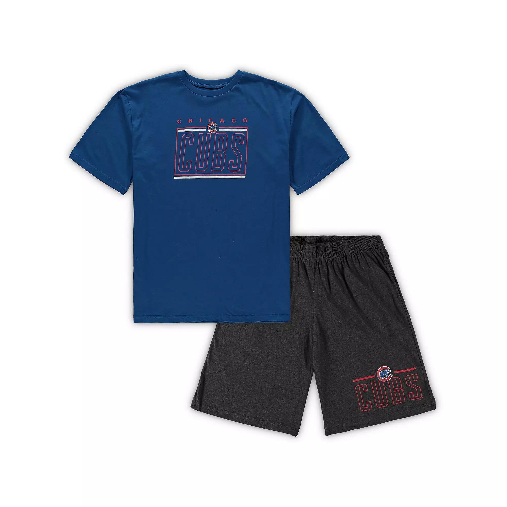 Men's Concepts Sport Royal/Heathered Charcoal Chicago Cubs Big & Tall T-Shirt & Shorts Sleep Set, Size: 3XB, Blue Product Image