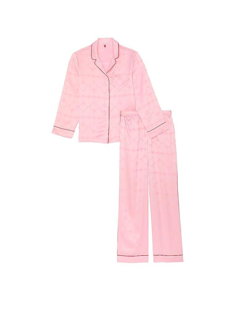 Glazed Satin Long Pajama Set Product Image