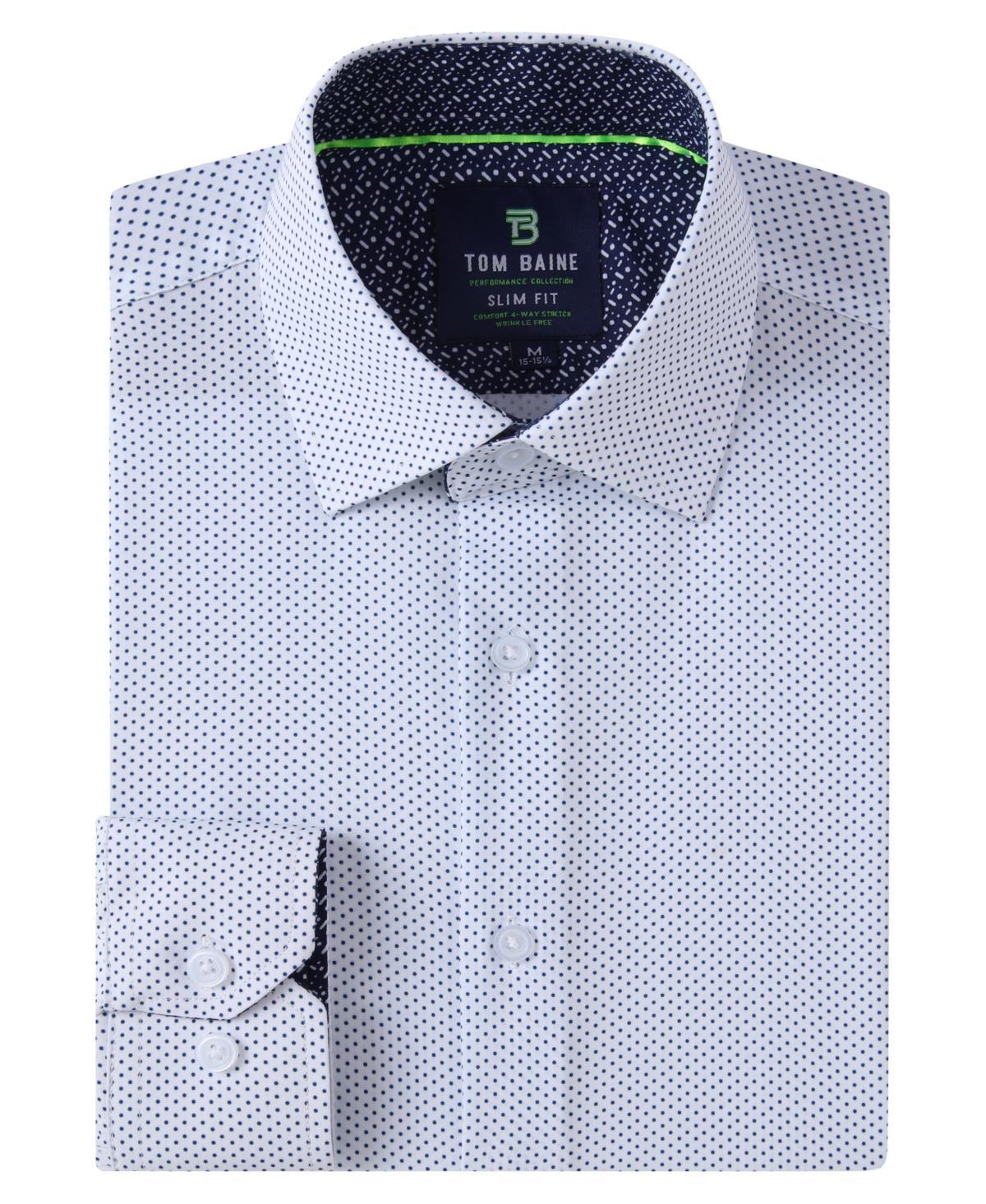 Mens Slim Fit Performance Long Sleeve Geometric Dress Shirt Product Image