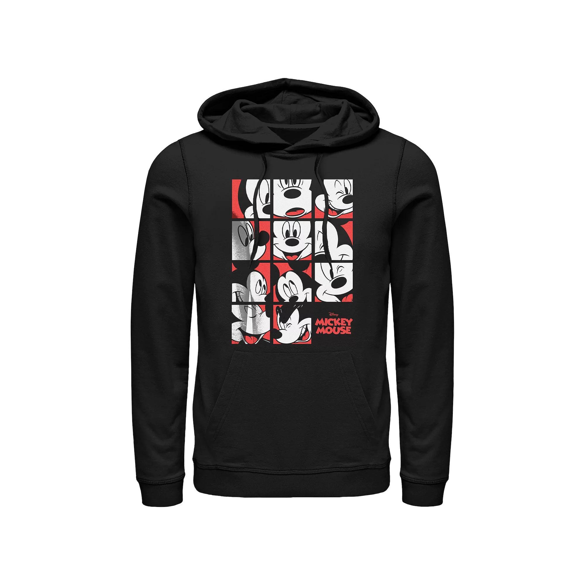 Men's Mickey Mouse Expressions Grid Graphic Hoodie, Size: Small, Black Product Image