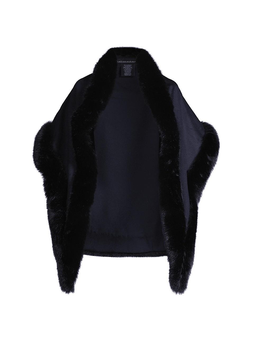 Womens Faux Fur & Cashmere Diamond Wrap Product Image