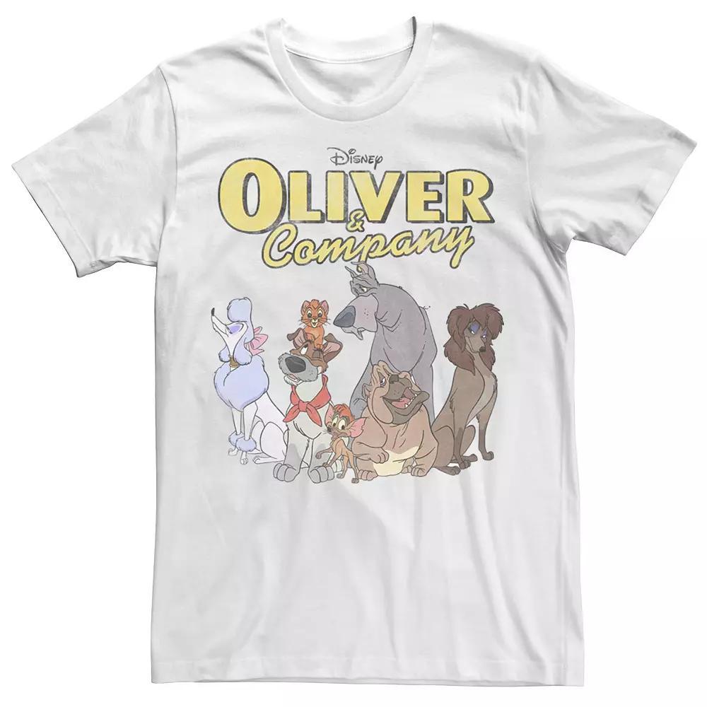 Disney's Oliver & Company Group Shot Men's Tee, Size: Small, White Product Image
