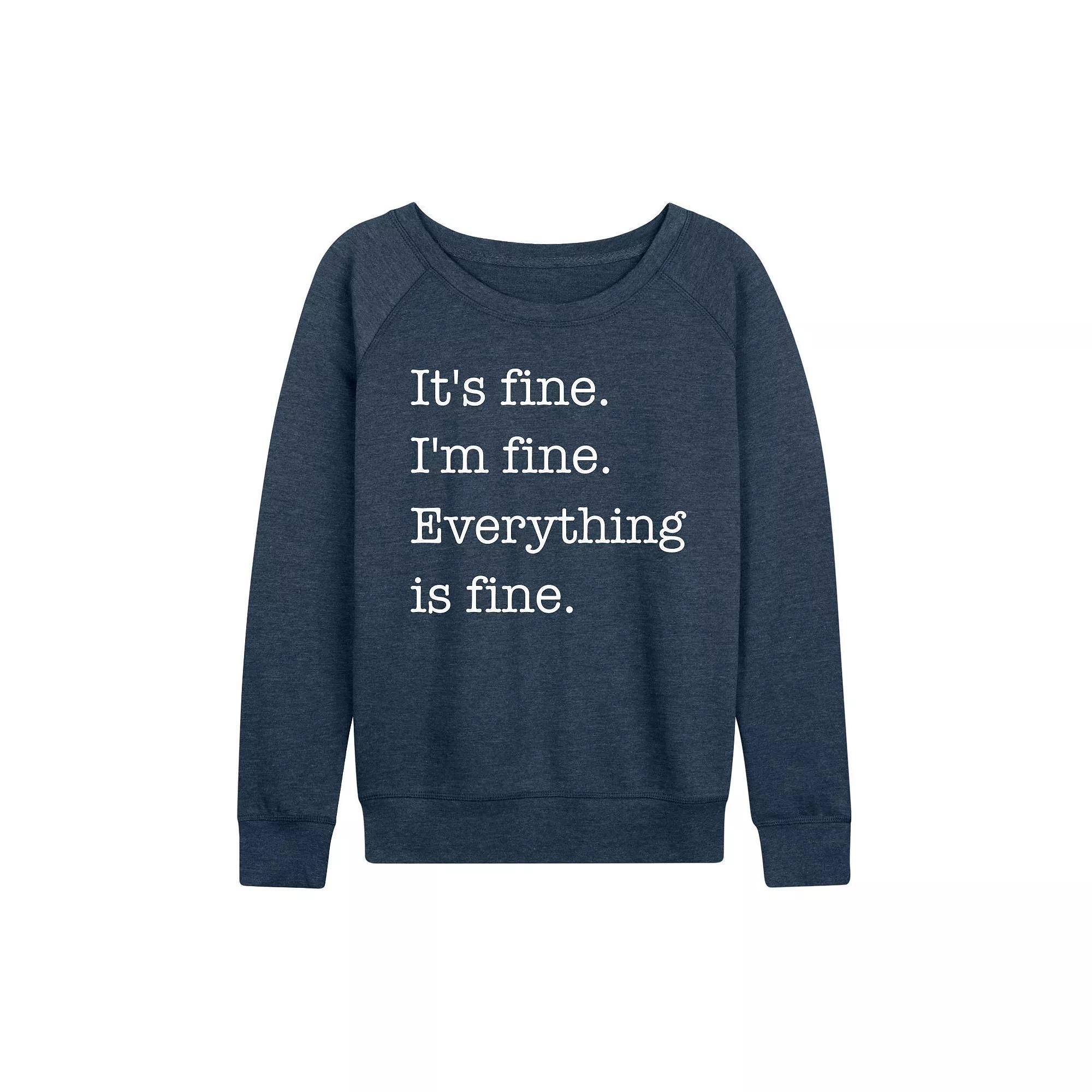Womens Its Fine Im Fine French Terry Long Sleeve Tee, Girls Heather Grey Product Image