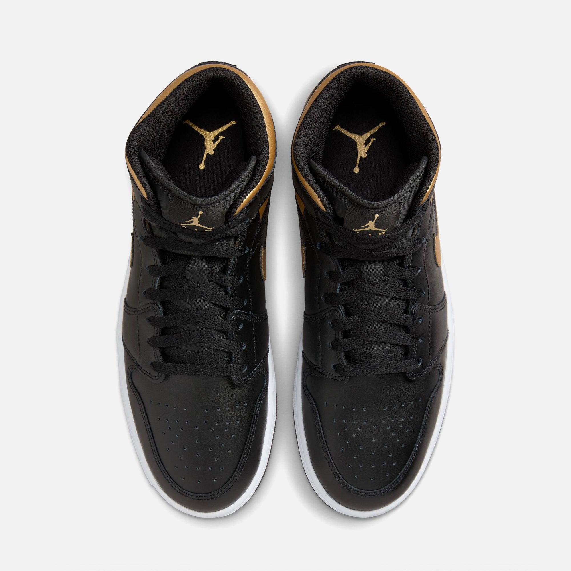 Jordan Air Jordan 1 Mid - Black / Metallic Gold / White Male Product Image