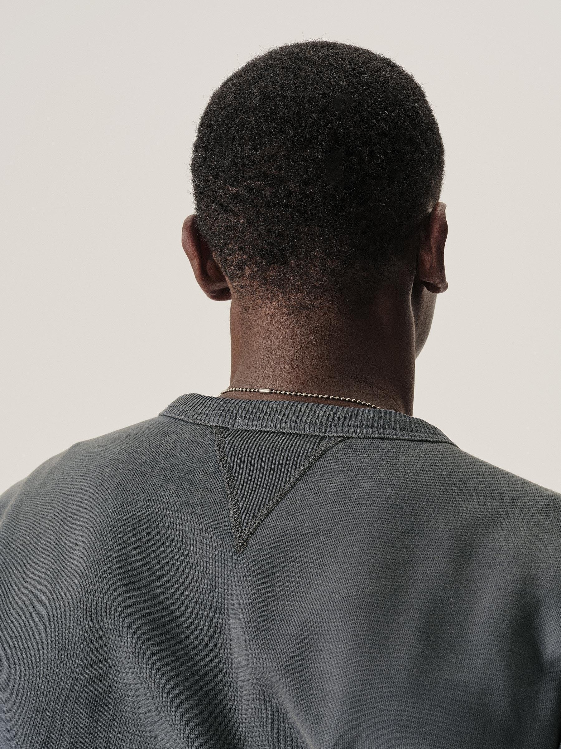 D038 Double Indigo Loopback Double V Crew Sweatshirt Product Image