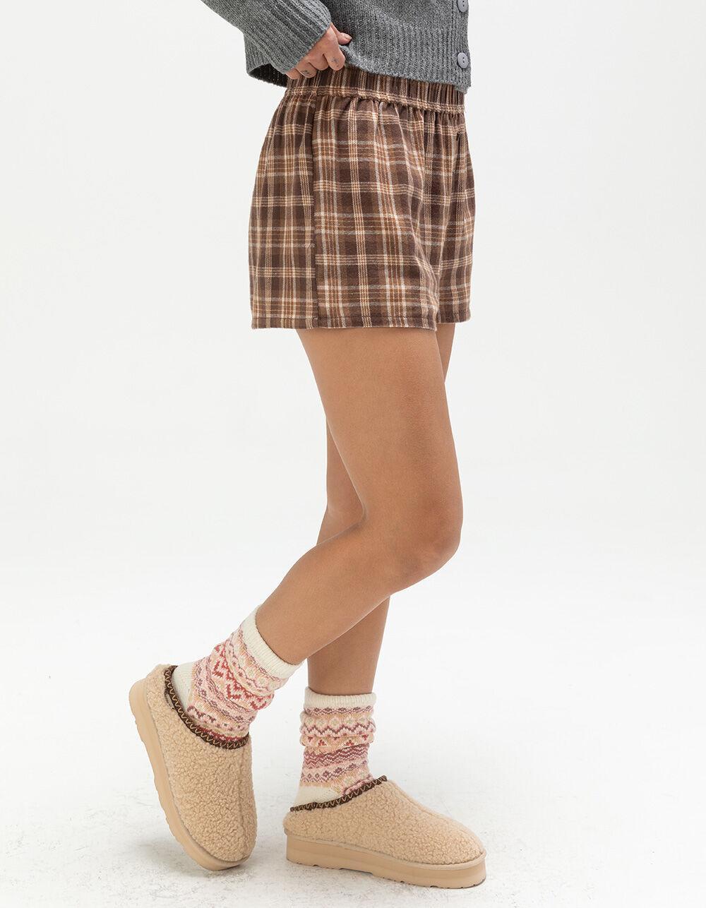 FULL TILT Plaid Womens Boxer Shorts - BROWN COMBO Product Image