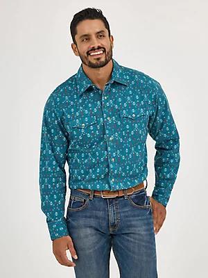 Men's Wrangler® Retro® Premium Long Sleeve Western Snap Printed Shirt in Floral T Product Image
