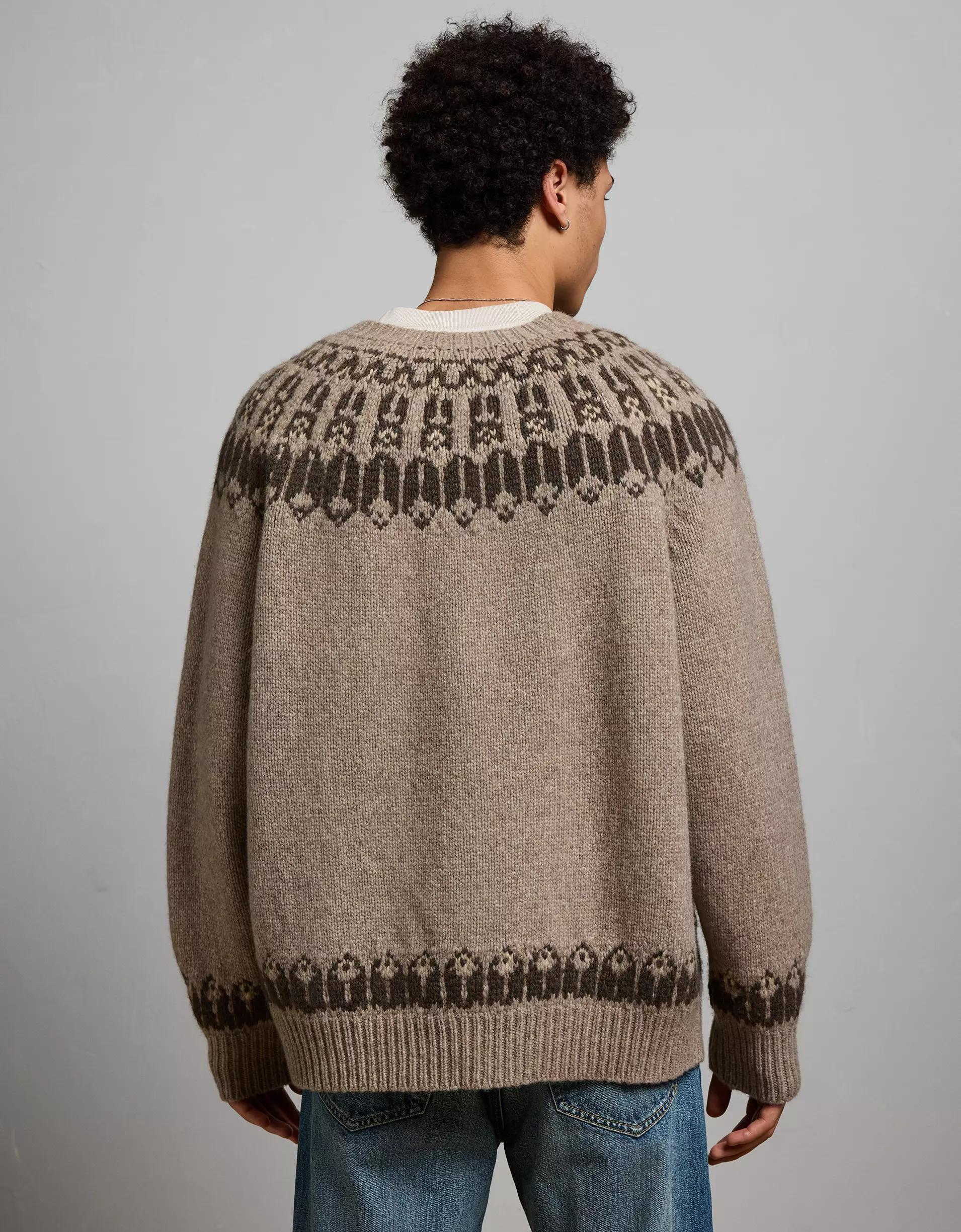 AE77 Premium Wool Fair Isle Sweater Product Image