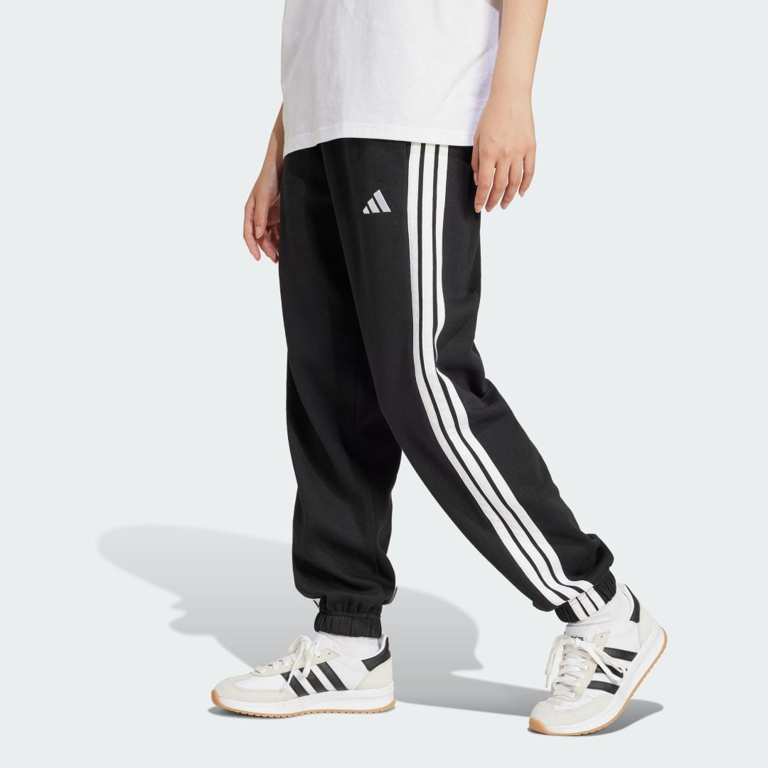 adidas Essentials 3-Stripes Fleece Loose-Fit Pants Medium Grey Heather XS Womens Product Image