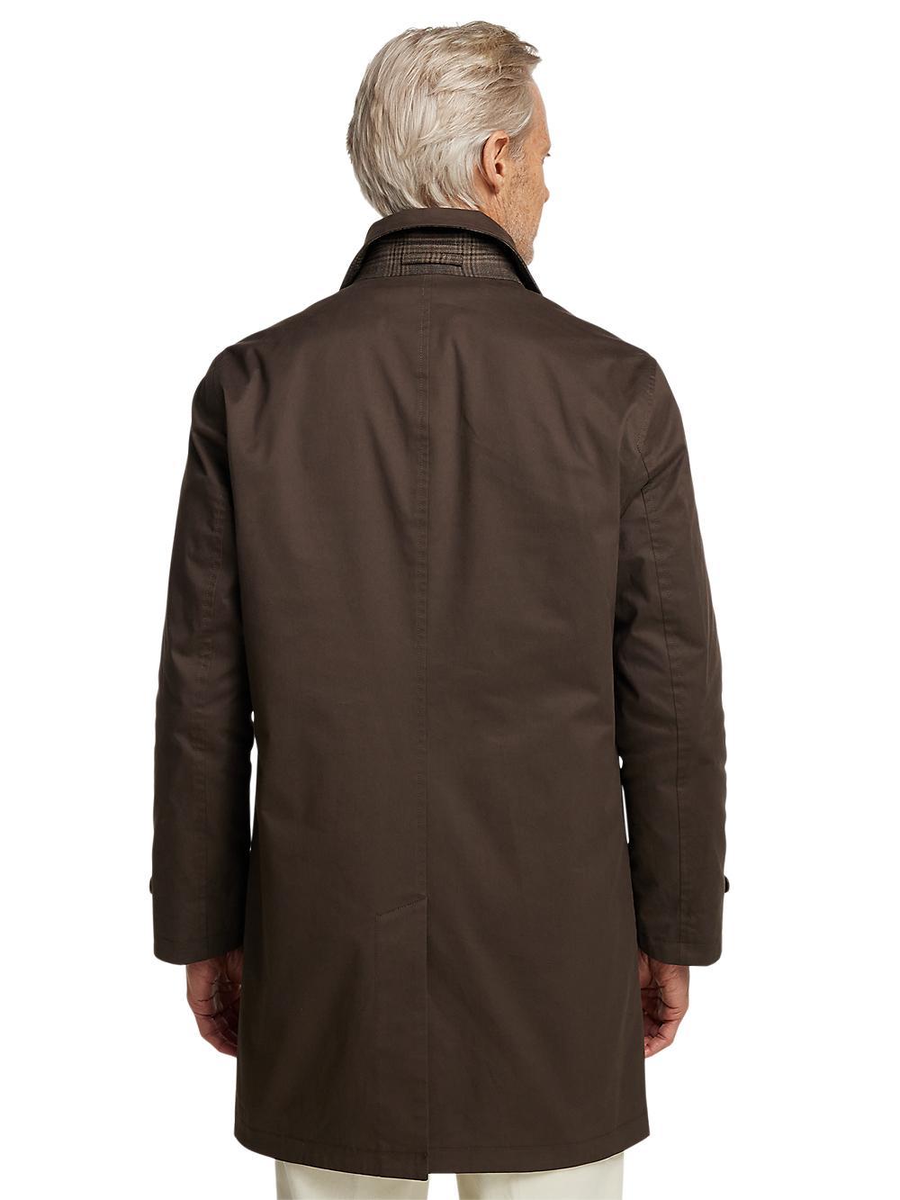 Wool / Cotton Stretch Reversible Plaid Trench Coat - Dark Brown/brown Plaid Product Image
