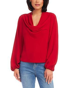Karen Kane Cowl Neck Top Women's Long Sleeve Button Up Product Image