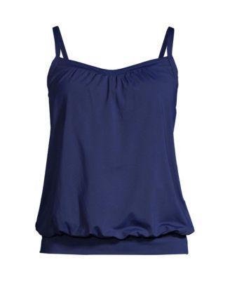 Women's Lands' End DDD-Cup Bust-Minimizer Blouson Chlorine-Resistant Tankini Swim Top, Size: 8 Ddd, Deep  Blue Product Image