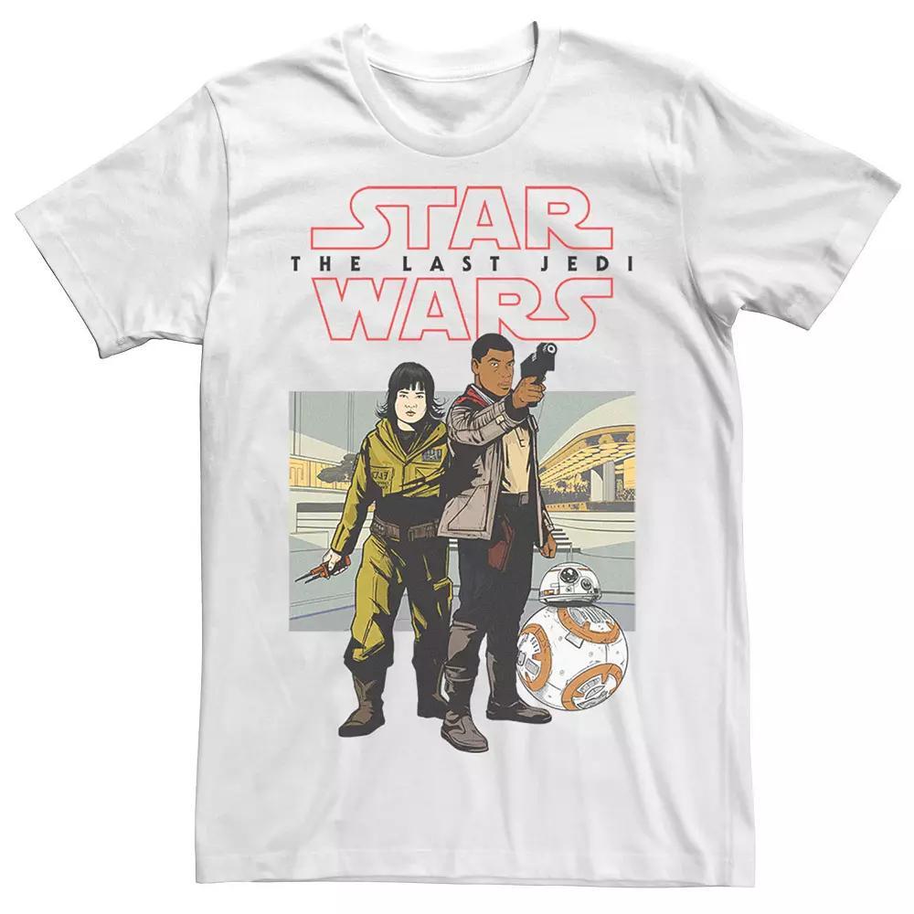 Men's Star Wars Last Jedi Poe, Rose, Finn & BB-8 Ready Tee, Size: 3XL, White Product Image