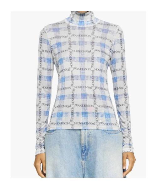 JW ANDERSON Logo Check-print Top In White Product Image