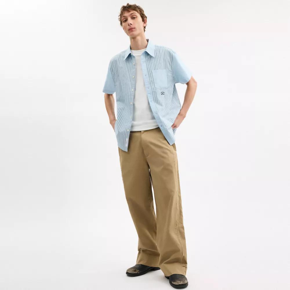 Striped Mixed Media Oxford Shirt Product Image