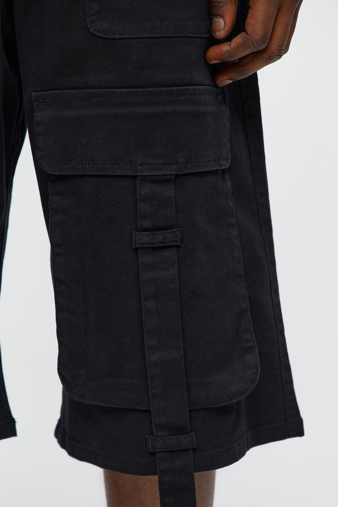 Baggy Oversized Pocket Cargo Shorts - Black Product Image