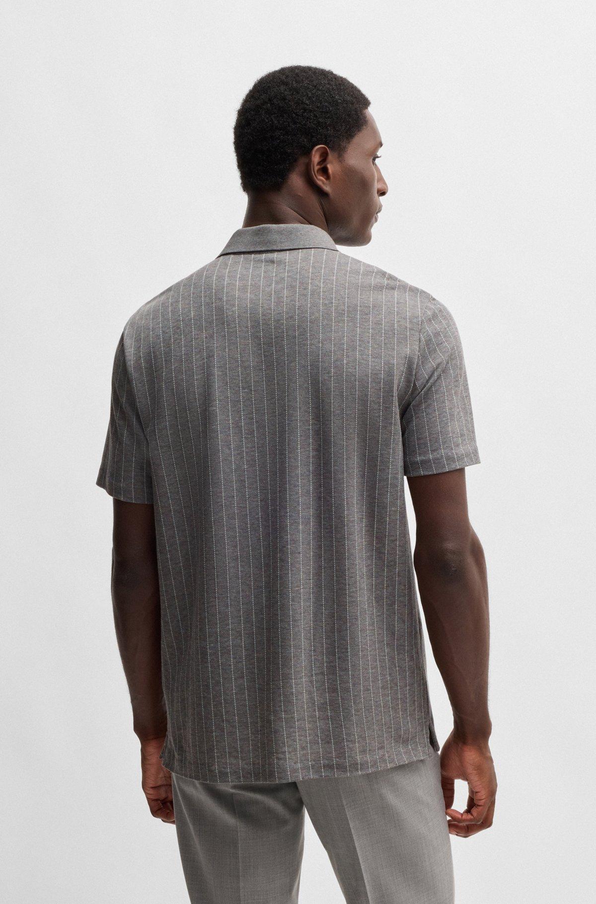 Mercerized-cotton polo shirt with mixed stripes Product Image