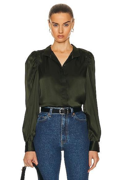 Womens Gillian Silk Puff-Sleeve Blouse Product Image