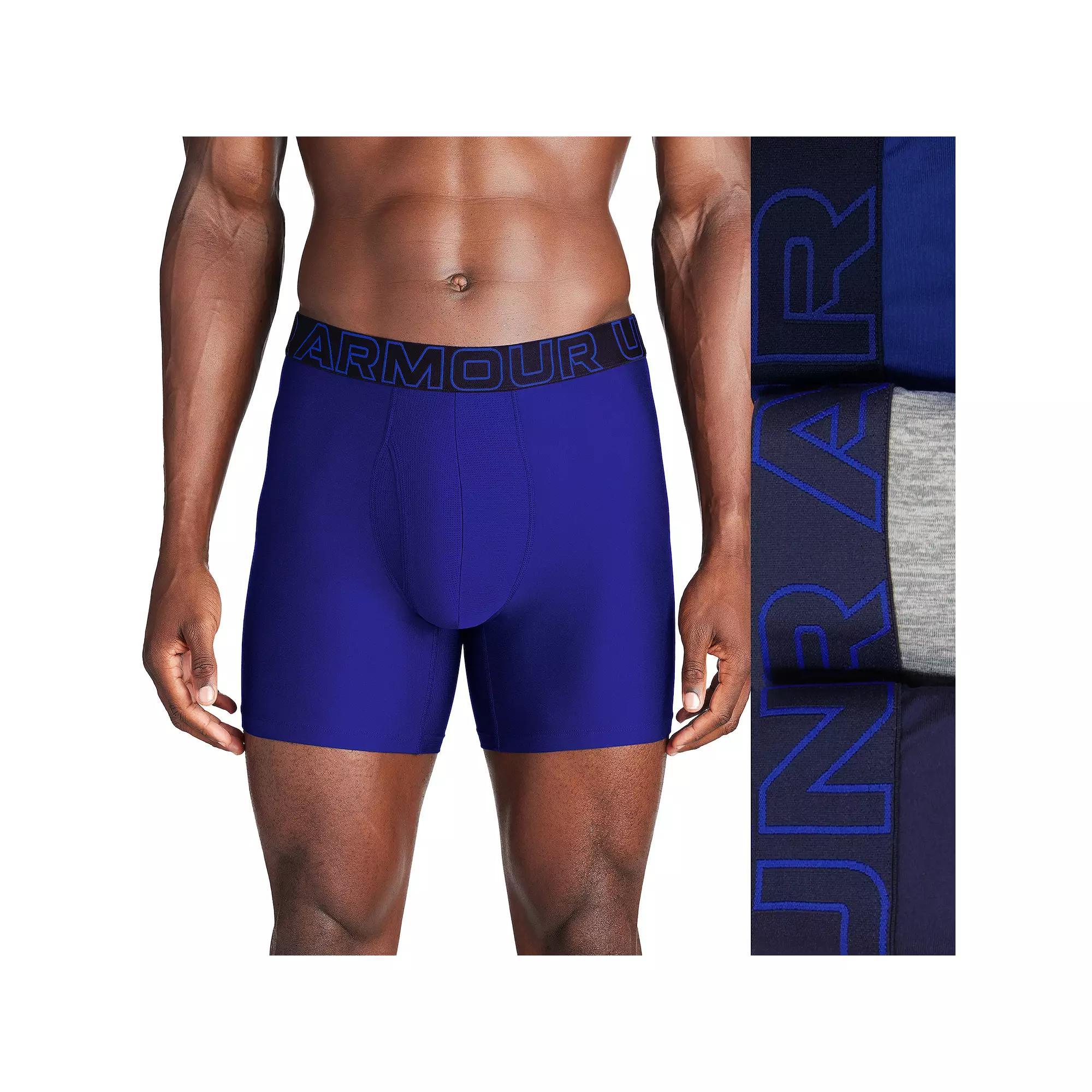 Men's Under Armour 3-pack Performance Tech 6-in. Boxer Briefs, Size: 4XL, Royal Product Image