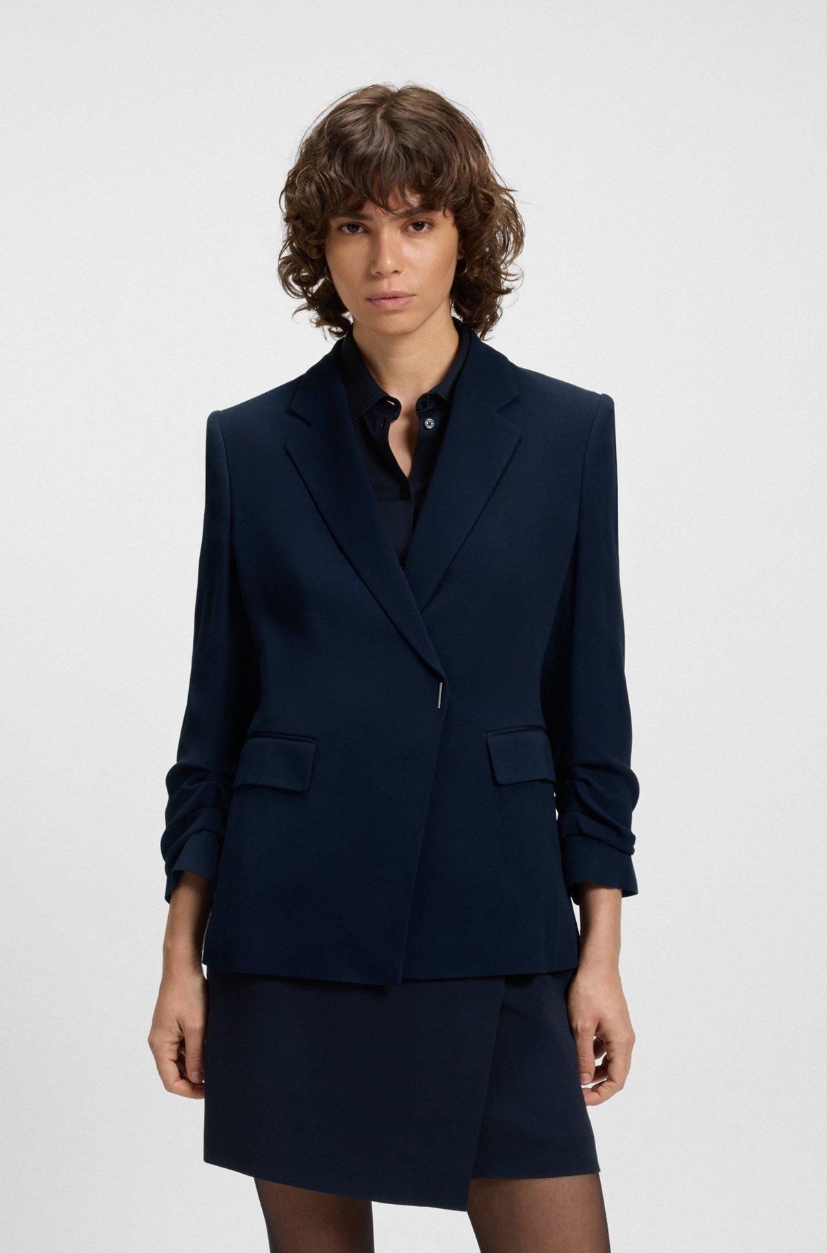 BOSS - Slim-fit blazer with press-stud closure - Dark Blue Product Image