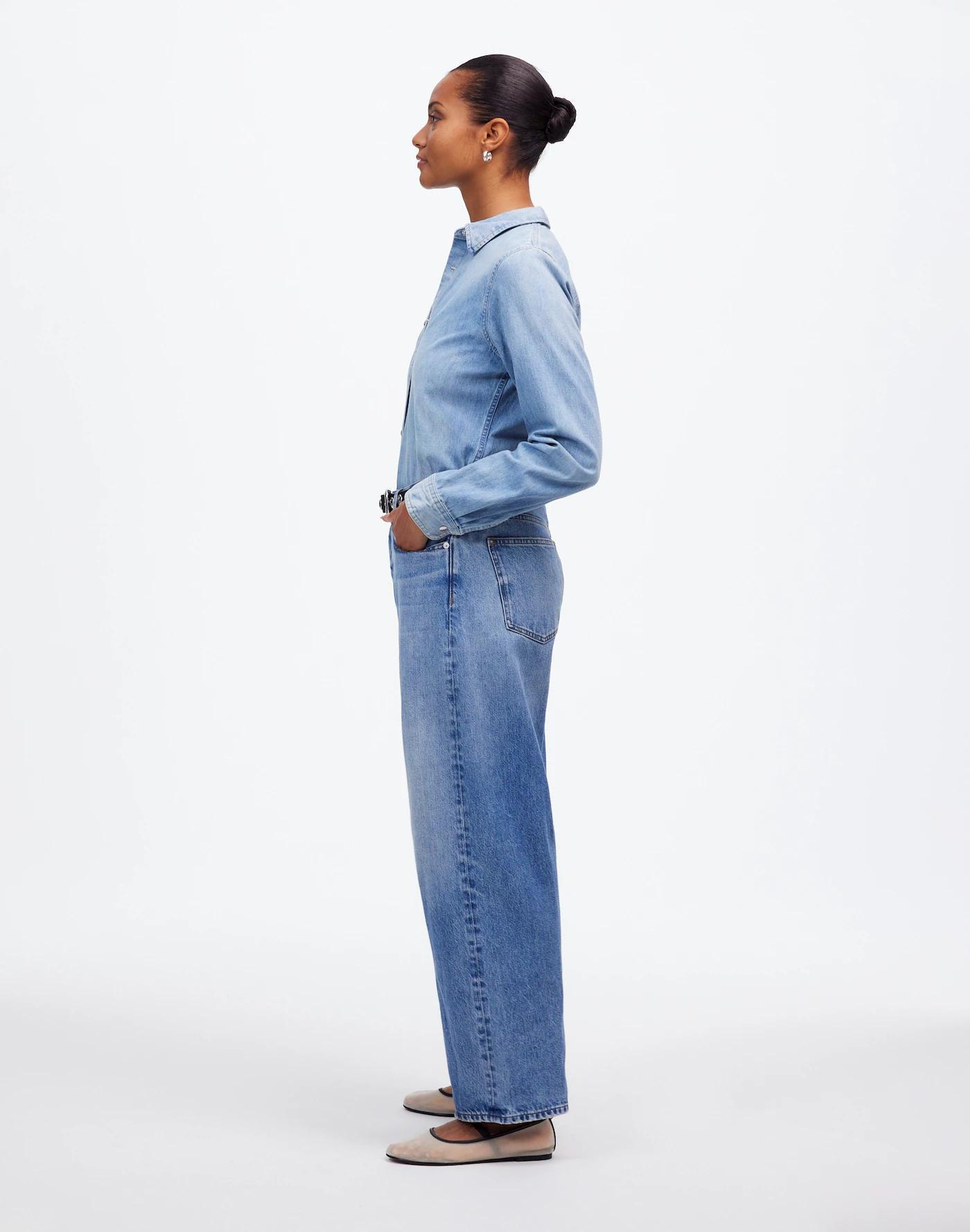 The Curvy Darted Barrel-Leg Jean in Dobbins Wash Product Image