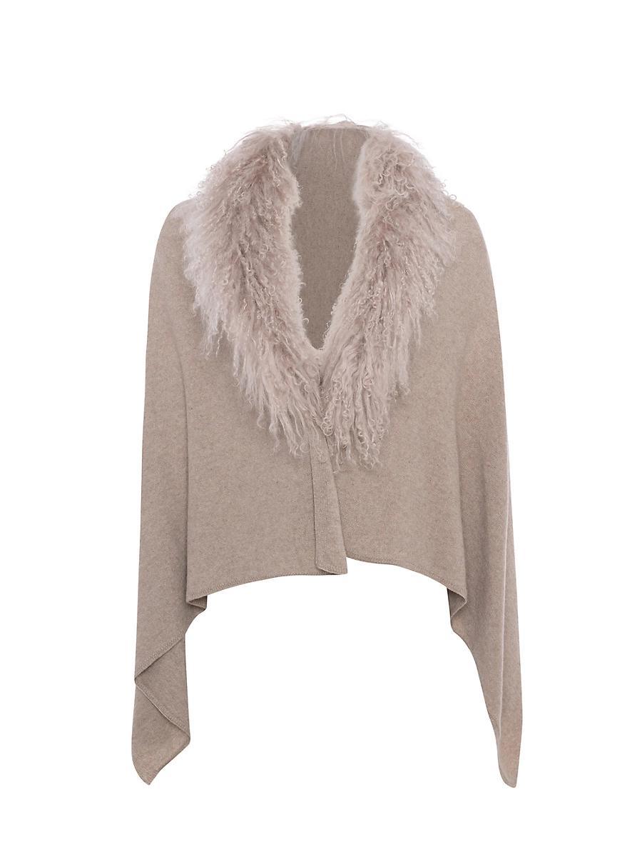 Womens Stole with Select Mongolian Lamb Trim Product Image