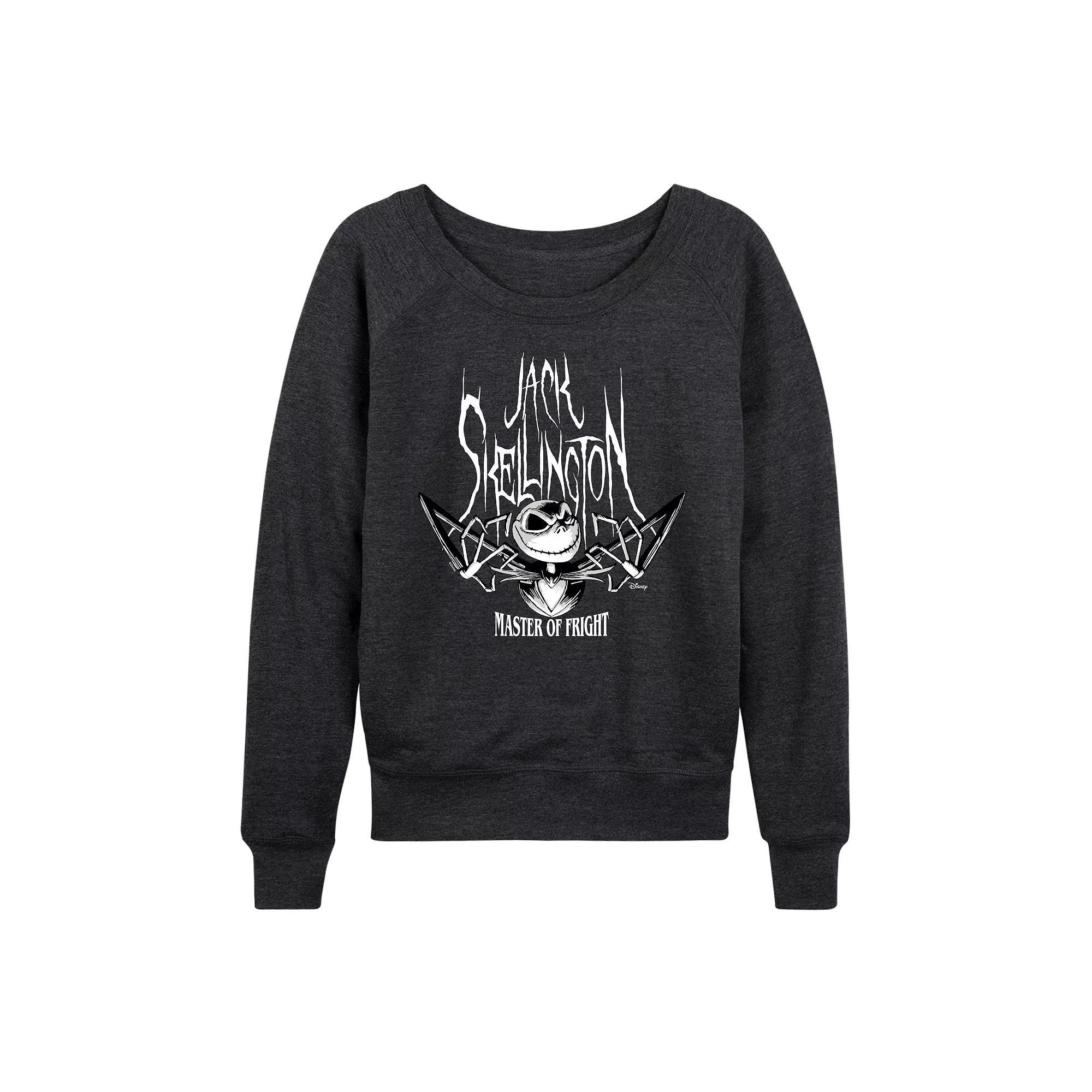 Disneys Nightmare Before Christmas Jack Womens Master of Fright French Terry Long Sleeve Tee Heather Grey Product Image