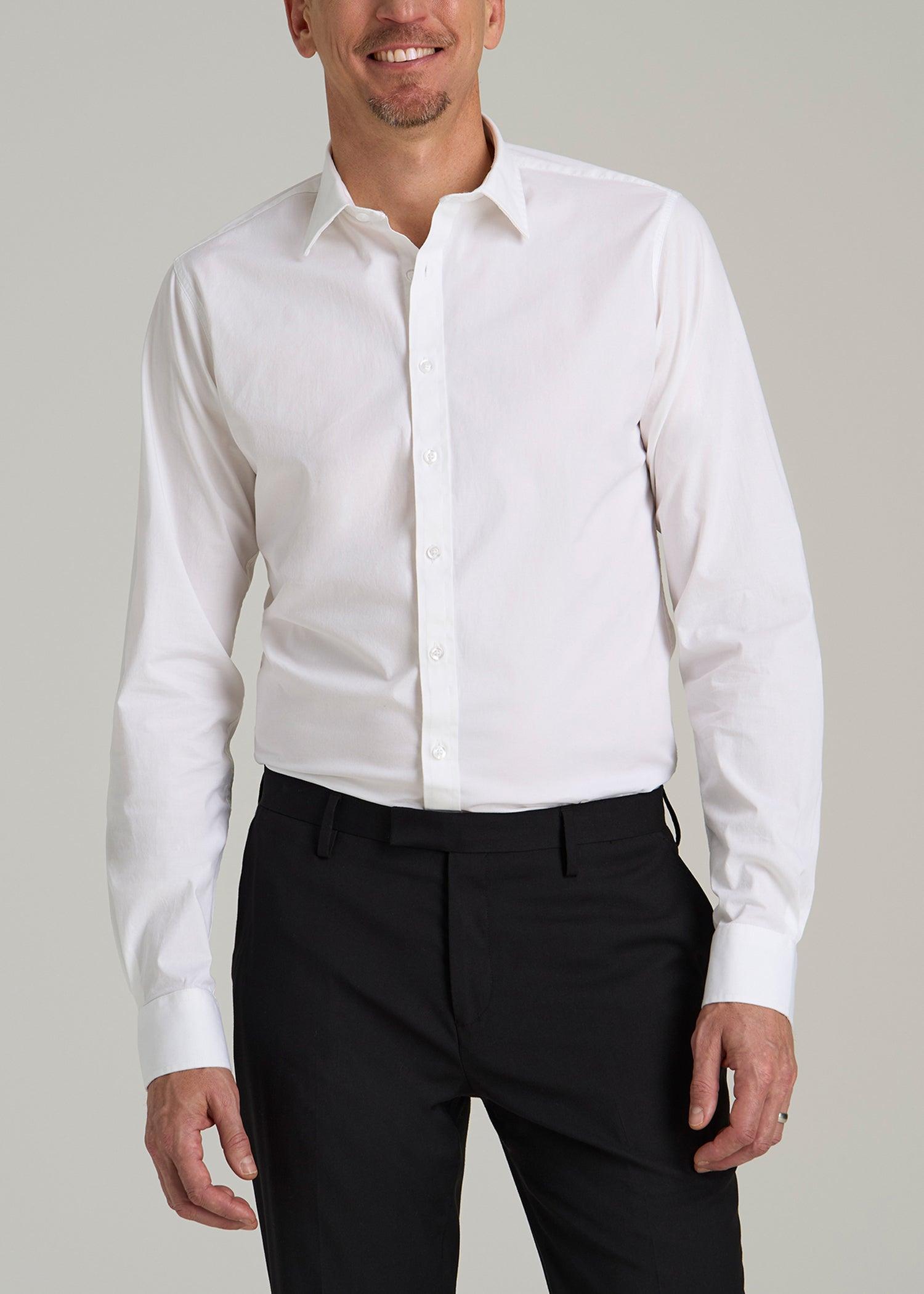 Oskar Button-Up Dress Shirt for Tall Men in Bright White Product Image